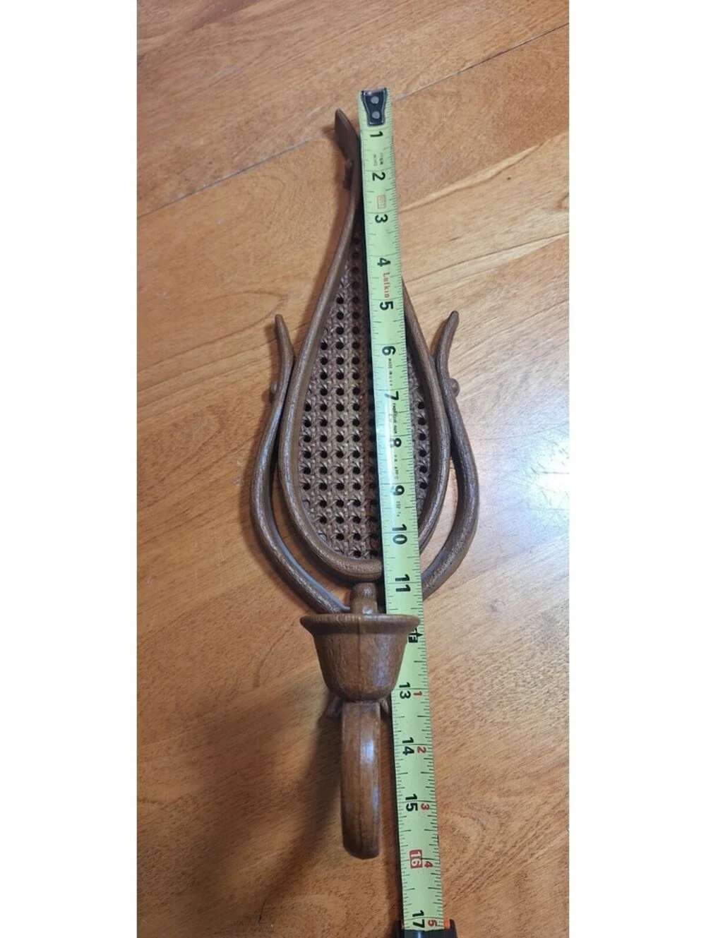 Homco Faux Rattan Cane Wall Sconces Set 2 Candle Holders Teardrop Boho #4226 Vtg